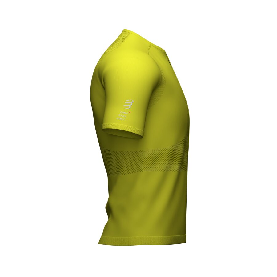 Taku skriešanas krekls ar īso rāvējslēdzēju, Compressport, Prīmulu dzeltens