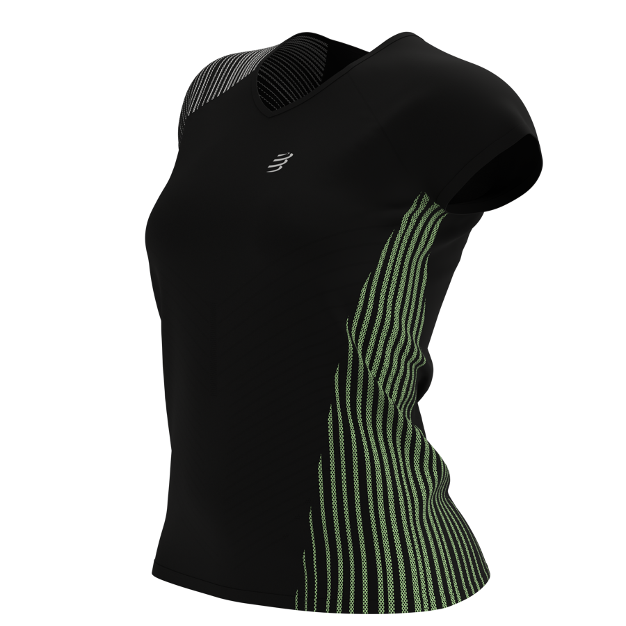Sieviešu skriešanas krekls Compressport Performance SS Tshirt W, melns