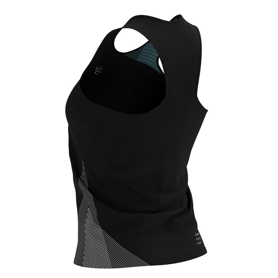 Sieviešu skriešanas krekls bez rokām Compressport Performance Singlet W, melns