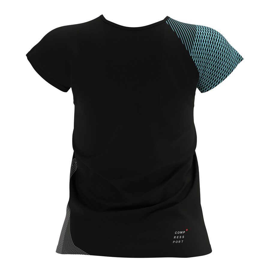 Skriešanas krekls  sievietēm, melns Compressport Performance SS Tshirt W