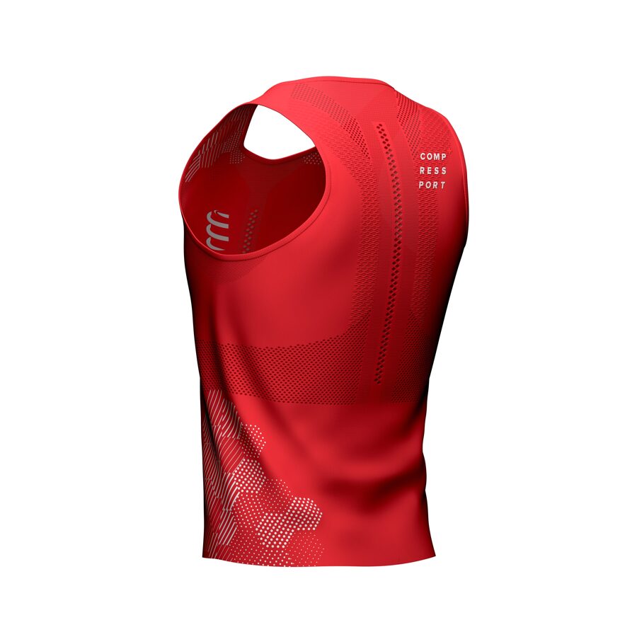 Compressport skriešanas krekls bez piedurknēm Pro Racing Singlet, sarkans