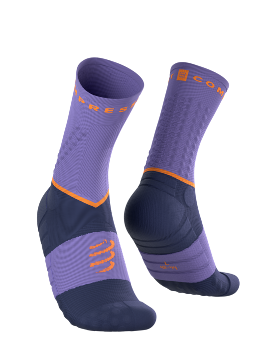 Ultra Taku zeķes Compressport Ultra Trail Socks V2, augstas, Aster Purple
