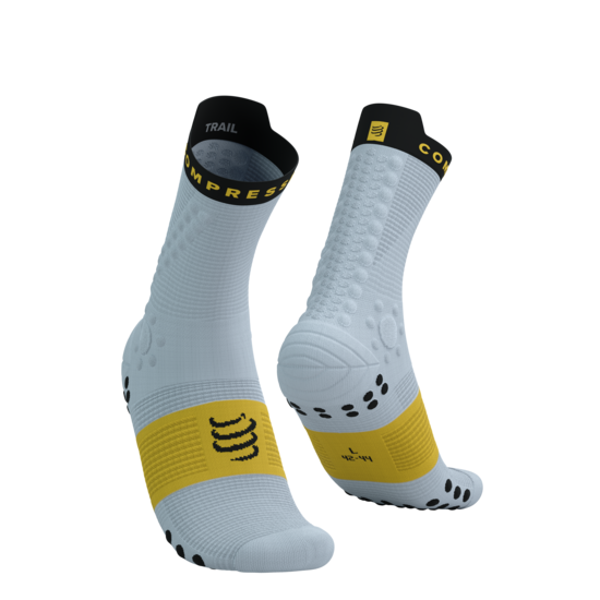 PRSV4 Compressport taku skriešanas zeķes, Grey Dawn Ceylon Yellow