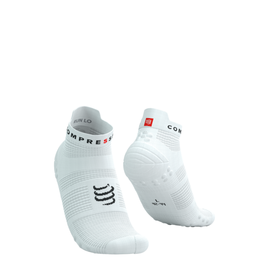 Compressport PRSV4 zemās skriešanas zeķes, baltas ar melnu