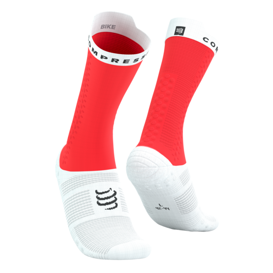 Compressport velo zeķes, elektro sarkanas