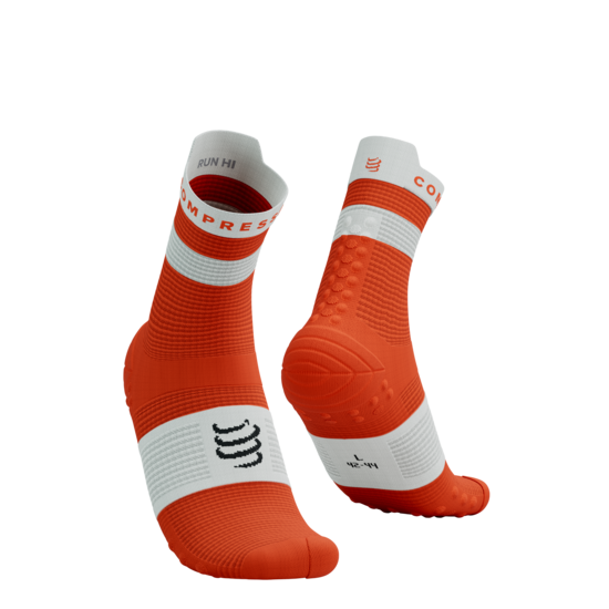 Compressport PRSV4 augstās skriešanas zeķes, tīģerlilijas ar baltu