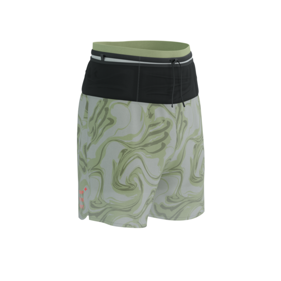 Divi-vienā taku sacensību šorti Compressport Trail Racing 2-in-1 Short, Green Camo