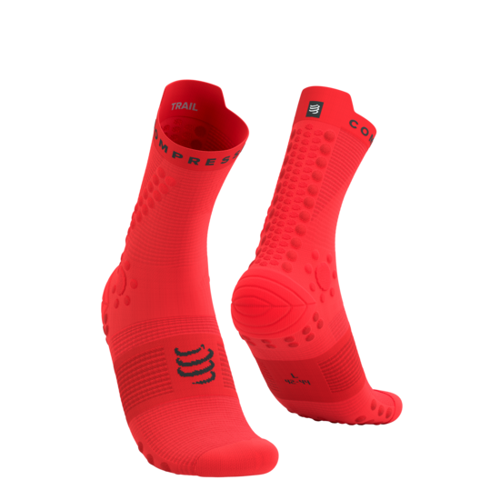 PRSV4 Compressport taku skriešanas zeķes, Fluo Red
