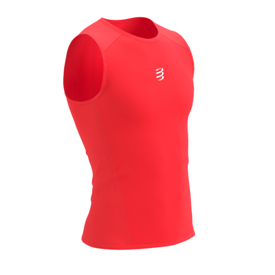 Compressport taku skriešanas sacensību krekls bez piedurknēm un rāvējslēdzēja, vīriešu, elektro sarkans