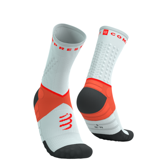 Ultra Taku zeķes Compressport Ultra Trail Socks V2, augstas, Gray Violet Tigerlilly