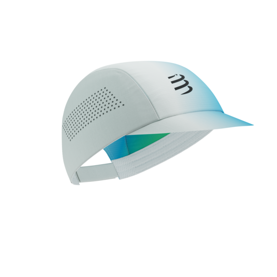 Sacensību skriešanas cepure Compressport Pro Racing Cap, Star White Blue Green