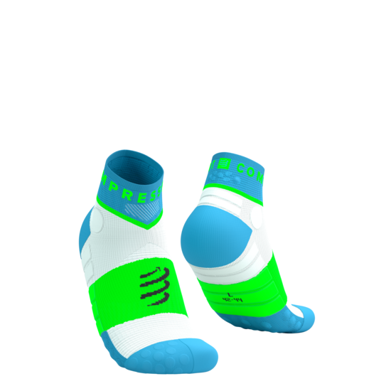 Zemas ultra Taku zeķes Compressport Ultra Trail Low Socks, Norse Blue Neon Green