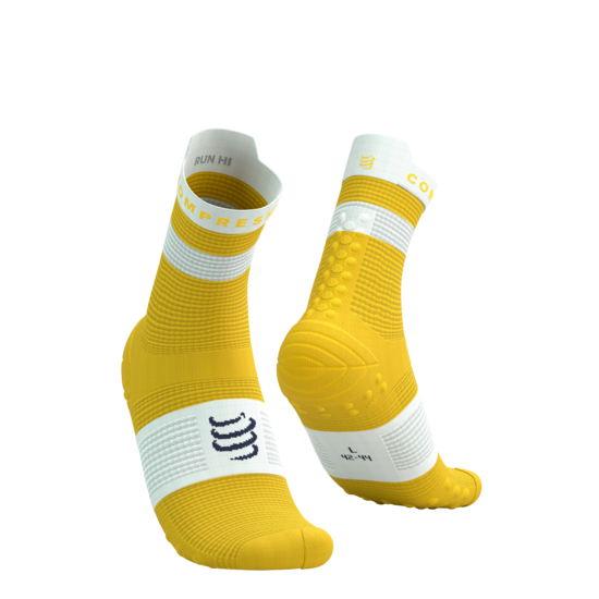 Compressport PRSV4 augstās skriešanas zeķes, Lemon White