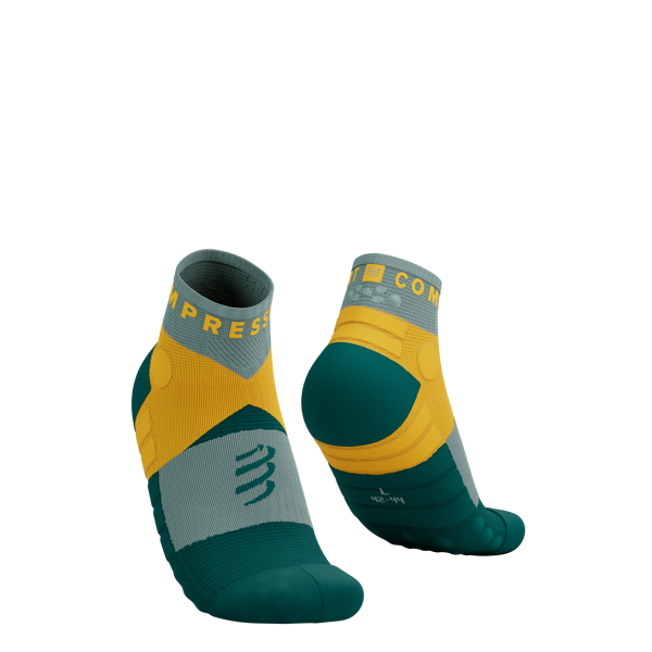 Ultra Taku zeķes Compressport Ultra Trail Socks Low, zemas, zaļpelēkas