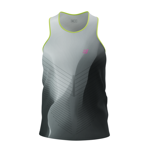 Sieviešu skriešanas krekls bez piedurknēm Compressport Performance Singlet W, melnbalts