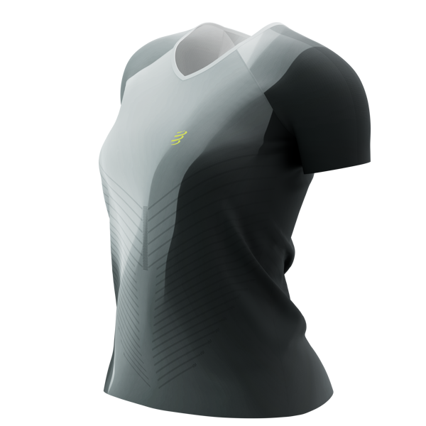 Sieviešu skriešanas krekls Compressport Performance SS Tshirt W, melnbalts