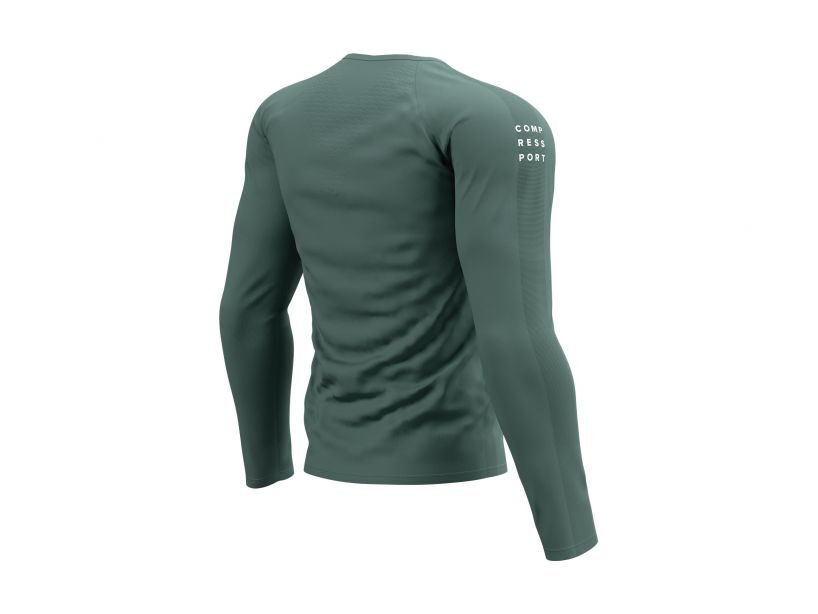 Zaļpelēks garais Compressport skriešanas krekls Training Tshirt LS Silver Pine